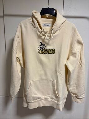 Heavyweight Cotton Blend Cream Embroidered Jiberish Hoodie - Men